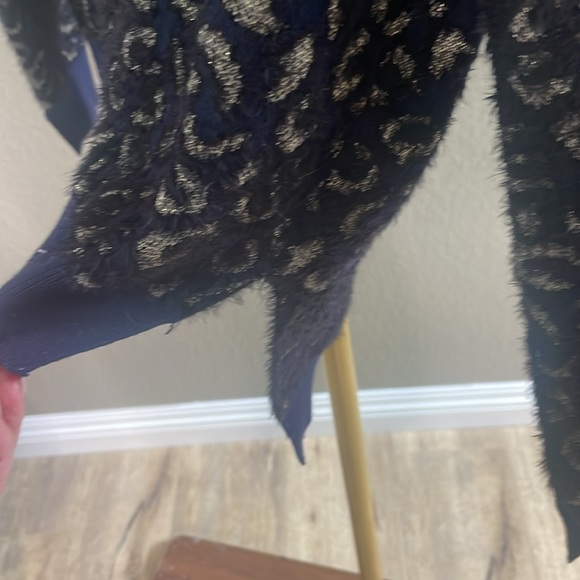 Zara knit animal print navy & gold sweater size Medium - Picture 6 of 8